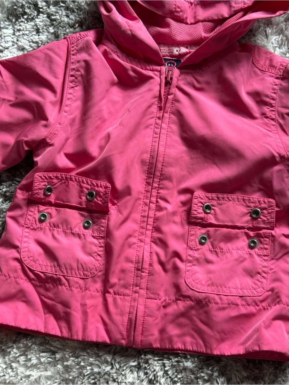 Baby GAP Y2K Lightweight Hooded Pink Windbreaker Rain Jacket — 2 years